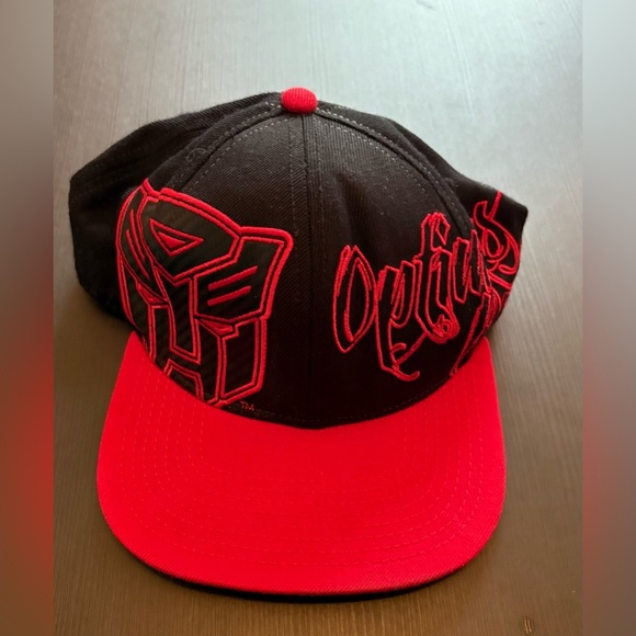 Transformers Optimus Prime Baseball Cap Hat Acrylic/Wool Black Red Snapback - Picture 1 of 4